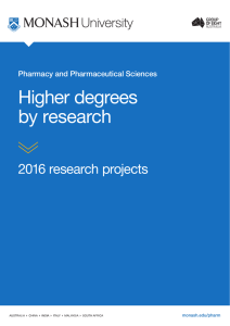 Higher degrees by research 2016 research projects Pharmacy and Pharmaceutical Sciences