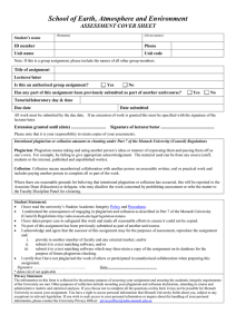 School of Earth, Atmosphere and Environment ASSESSMENT COVER SHEET