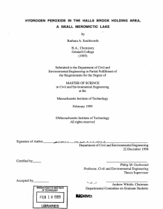 HYDROGEN  PEROXIDE  IN  THE  HALLS ... A  SMALL  MEROMICTIC  LAKE by Barbara A. Southworth