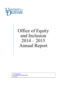 Office of Equity and Inclusion 2014 – 2015 Annual Report