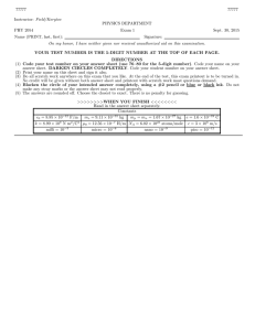 77777 Instructor: Field/Korytov PHYSICS DEPARTMENT PHY 2054