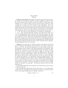 Physics 200-04 Einstein Poincare and Lorentz