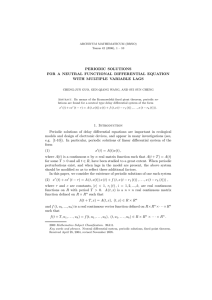 PERIODIC SOLUTIONS FOR A NEUTRAL FUNCTIONAL DIFFERENTIAL EQUATION WITH MULTIPLE VARIABLE LAGS