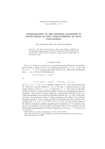 APPROXIMATION OF THE DISCRETE LOGARITHM IN POLYNOMIALS