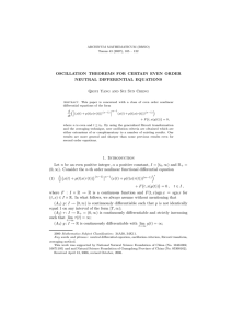 OSCILLATION THEOREMS FOR CERTAIN EVEN ORDER NEUTRAL DIFFERENTIAL EQUATIONS