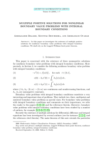 MULTIPLE POSITIVE SOLUTIONS FOR NONLINEAR BOUNDARY VALUE PROBLEMS WITH INTEGRAL BOUNDARY CONDITIONS