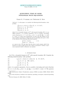 QUENCHING TIME OF SOME NONLINEAR WAVE EQUATIONS