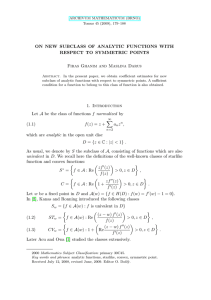ON NEW SUBCLASS OF ANALYTIC FUNCTIONS WITH RESPECT TO SYMMETRIC POINTS