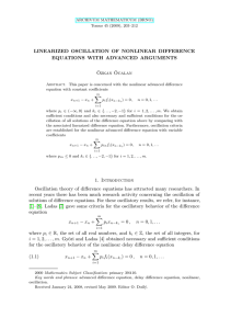 LINEARIZED OSCILLATION OF NONLINEAR DIFFERENCE EQUATIONS WITH ADVANCED ARGUMENTS Özkan Öcalan