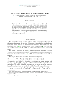 ASYMPTOTIC BEHAVIOUR OF SOLUTIONS OF REAL TWO-DIMENSIONAL DIFFERENTIAL SYSTEM WITH NONCONSTANT DELAY