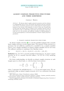 ALMOST COMPLEX PROJECTIVE STRUCTURES AND THEIR MORPHISMS Jaroslav Hrdina