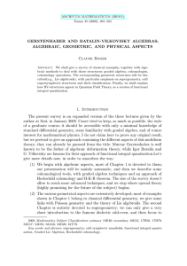 GERSTENHABER AND BATALIN-VILKOVISKY ALGEBRAS; ALGEBRAIC, GEOMETRIC, AND PHYSICAL ASPECTS Claude Roger