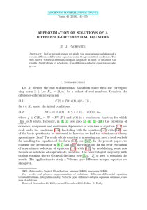 APPROXIMATION OF SOLUTIONS OF A DIFFERENCE-DIFFERENTIAL EQUATION B. G. Pachpatte