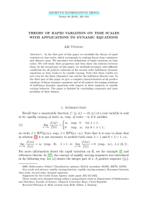 THEORY OF RAPID VARIATION ON TIME SCALES Jiří Vítovec