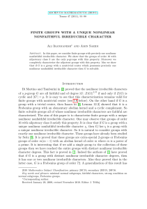 FINITE GROUPS WITH A UNIQUE NONLINEAR NONFAITHFUL IRREDUCIBLE CHARACTER Ali Iranmanesh