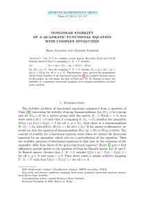 NONLINEAR STABILITY OF A QUADRATIC FUNCTIONAL EQUATION WITH COMPLEX INVOLUTION