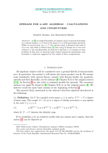 n OPERADS FOR -ARY ALGEBRAS – CALCULATIONS AND CONJECTURES
