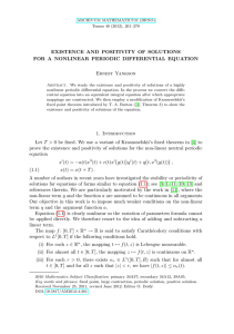 EXISTENCE AND POSITIVITY OF SOLUTIONS FOR A NONLINEAR PERIODIC DIFFERENTIAL EQUATION