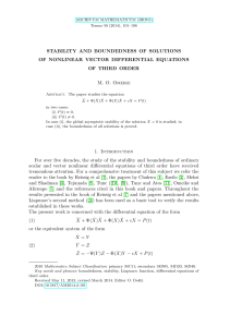 STABILITY AND BOUNDEDNESS OF SOLUTIONS OF NONLINEAR VECTOR DIFFERENTIAL EQUATIONS
