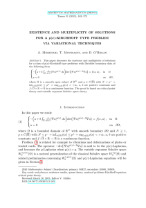 EXISTENCE AND MULTIPLICITY OF SOLUTIONS p VIA VARIATIONAL TECHNIQUES