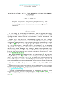 MATHEMATICAL STRUCTURES BEHIND SUPERSYMMETRIC DUALITIES Ilmar Gahramanov