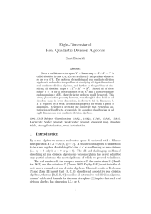 Eight-Dimensional Real Quadratic Division Algebras Ernst Dieterich