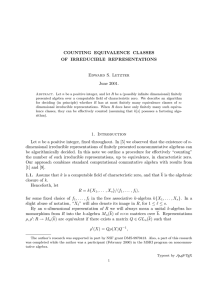 COUNTING EQUIVALENCE CLASSES OF IRREDUCIBLE REPRESENTATIONS Edward S. Letzter June 2001.