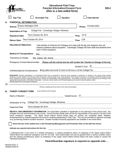 (this is a two-sided form)  Educational Field Trips Parental Information/Consent Form