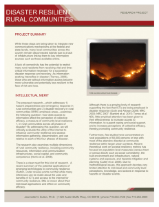 DISASTER RESILIENT RURAL COMMUNITIES  PROJECT SUMMARY