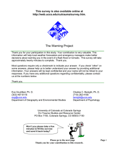 The Warning Project This survey is also available online at
