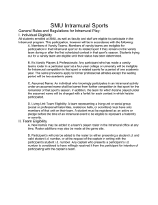 SMU Intramural Sports General Rules and Regulations for Intramural Play: