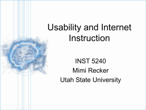 Usability and Internet Instruction INST 5240 Mimi Recker