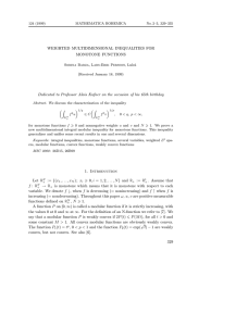 WEIGHTED MULTIDIMENSIONAL INEQUALITIES FOR MONOTONE FUNCTIONS (