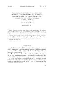 ALMOST PERIODIC SOLUTIONS WITH A PRESCRIBED DIFFERENTIAL EQUATIONS WITH ALMOST PERIODIC