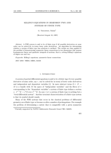 KILLING’S EQUATIONS IN DIMENSION TWO AND SYSTEMS OF FINITE TYPE (