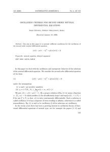 OSCILLATION CRITERIA FOR SECOND ORDER NEUTRAL DIFFERENTIAL EQUATIONS (