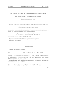 ON THE OSCILLATION OF CERTAIN DIFFERENCE EQUATIONS (