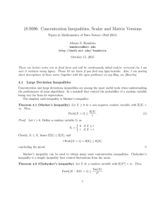 18.S096: Concentration Inequalities, Scalar and Matrix Versions