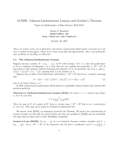 18.S096: Johnson-Lindenstrauss Lemma and Gordon’s Theorem