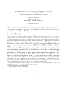 18.S096: Compressed Sensing and Sparse Recovery