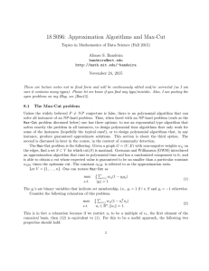 18.S096: Approximation Algorithms and Max-Cut