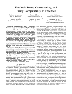 Feedback Turing Computability, and Turing Computability as Feedback Nathanael L. Ackerman