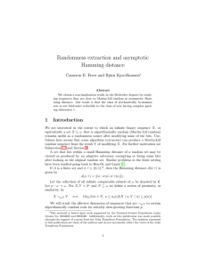 Randomness extraction and asymptotic Hamming distance Cameron E. Freer and Bjørn Kjos-Hanssen