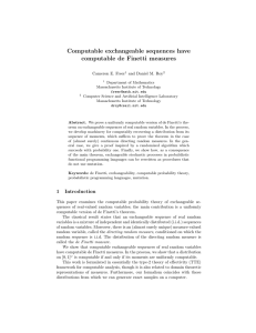 Computable exchangeable sequences have computable de Finetti measures Cameron E. Freer