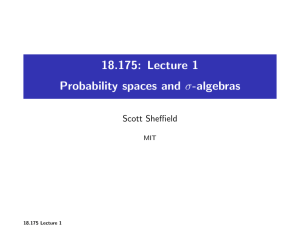 18.175: Lecture 1 Probability spaces and σ-algebras Scott Sheffield MIT