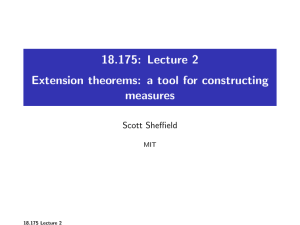 18.175: Lecture 2 Extension theorems: a tool for constructing measures Scott Sheffield