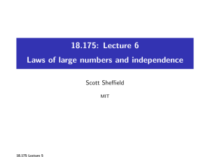 18.175: Lecture 6 Laws of large numbers and independence Scott Sheffield MIT