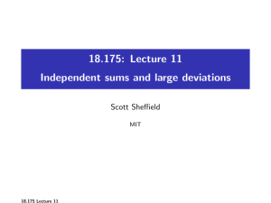 18.175: Lecture 11 Independent sums and large deviations Scott Sheffield MIT