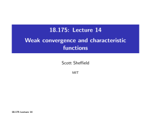 18.175: Lecture 14 Weak convergence and characteristic functions Scott Sheffield