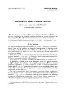 On the Hilbert scheme of Palatini threefolds Advances in Geometry